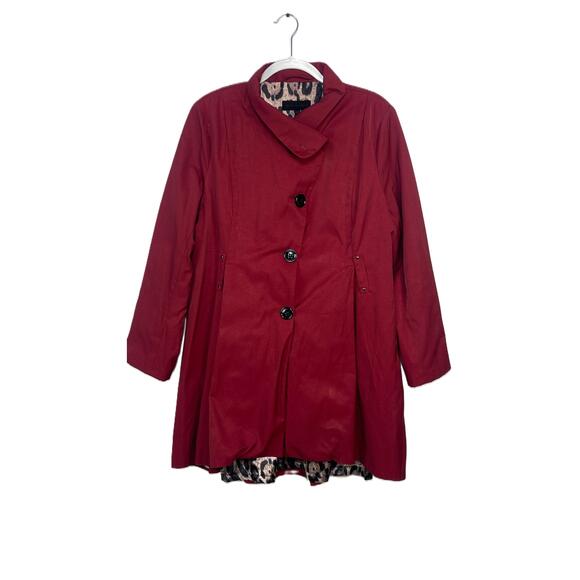 Steve Madden Jackets & Blazers - Steve Madden Red Pea Coat with Leopard Lining XL